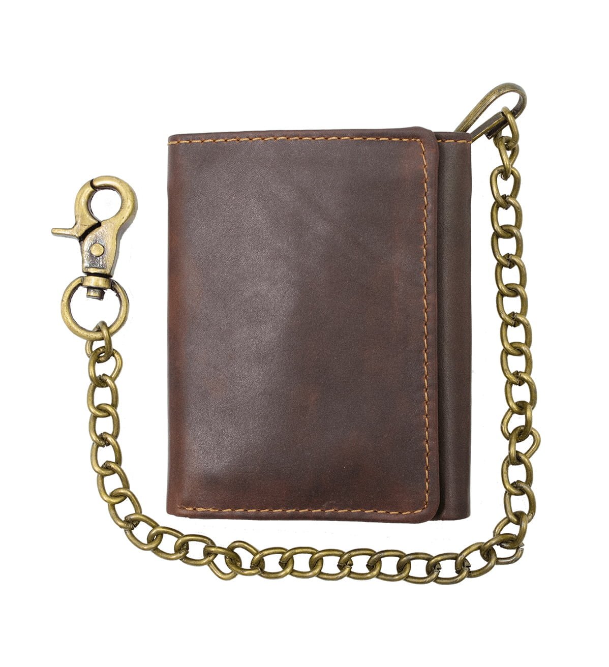 Trifold Hunter Biker Chain Wallet Genuine Leather with RFID Blocking - #BW-04H RF