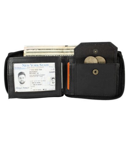 Zipper Bifold Wallet With Coin Pocket