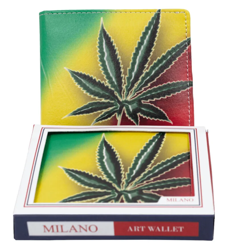 Rasta Marijuana Leaf Print Bifold Wallet - Image 2