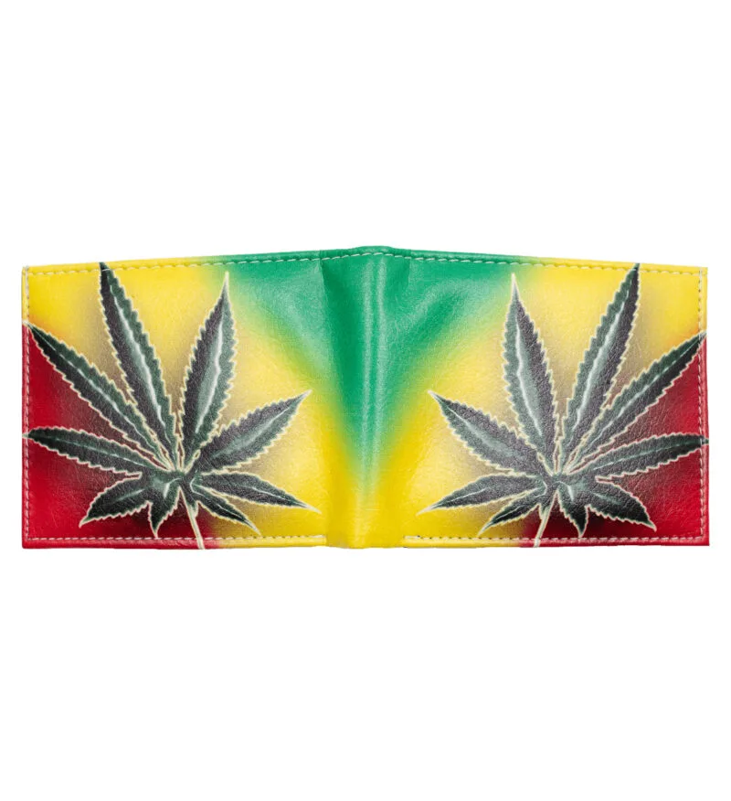 Rasta Marijuana Leaf Print Bifold Wallet - Image 5