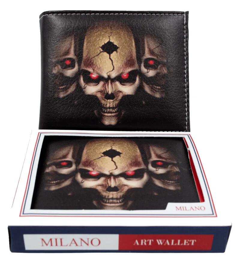 Three Skulls Print Bifold Wallet - Image 2