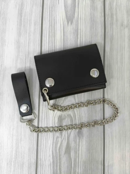 Chain Trifold Biker Wallet