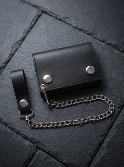 Chain Trifold Biker Wallet