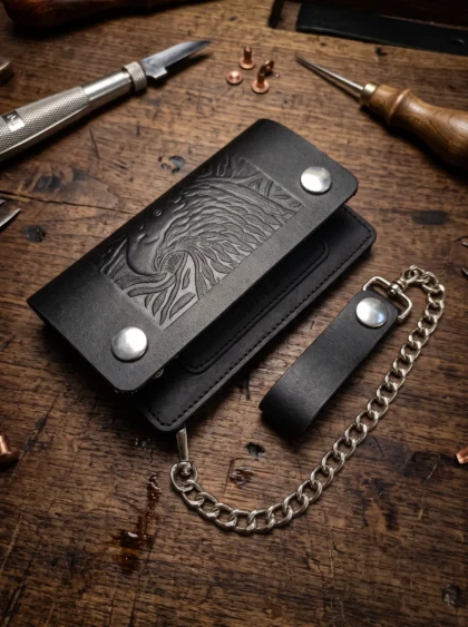 Eagle Embossed Biker Chain Wallet