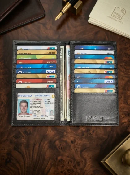 Slim Checkbook Cover with Pen Holder