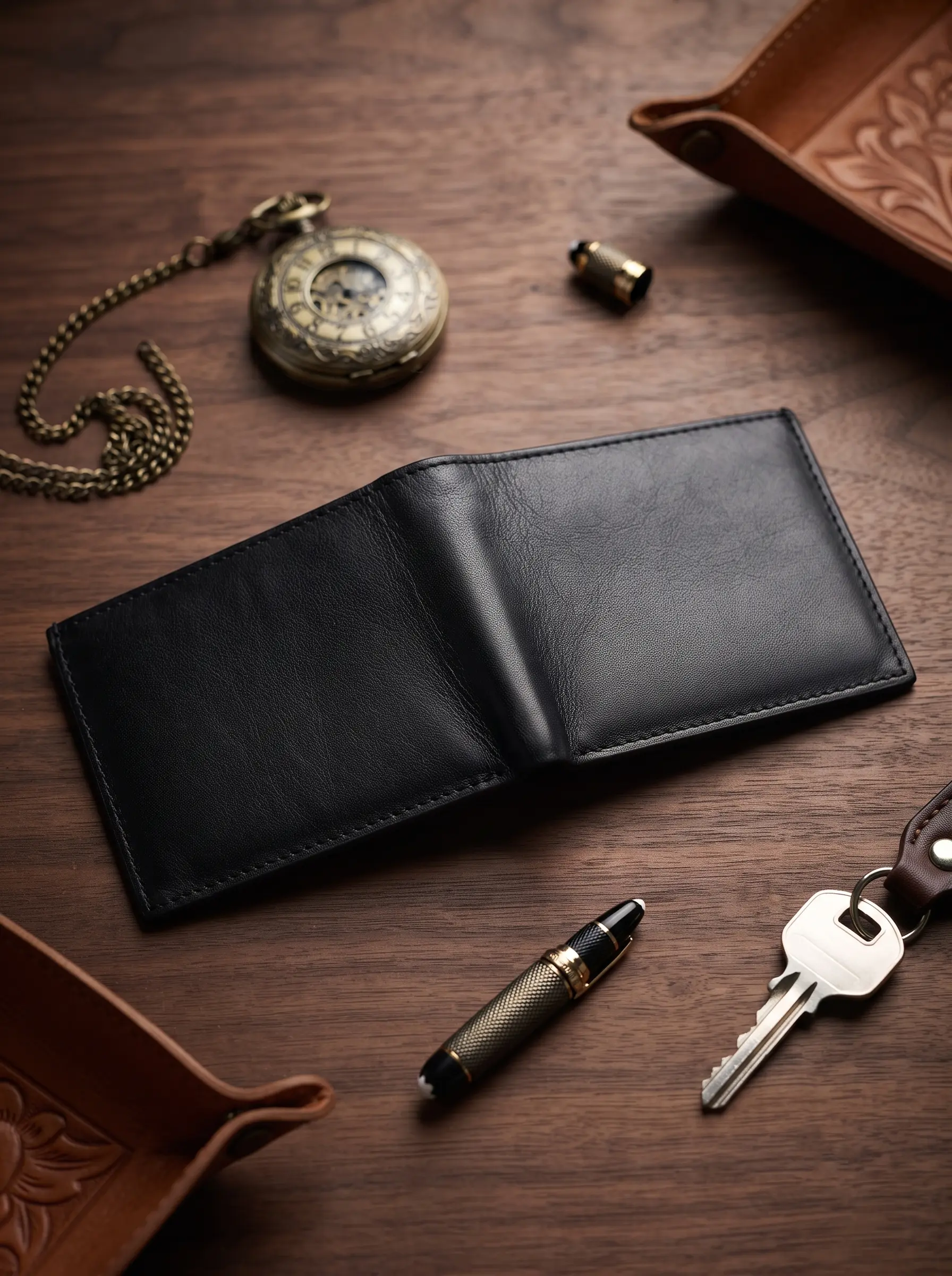 Bifold Wallet with Middle Flap & Hidden Zipper - Image 4