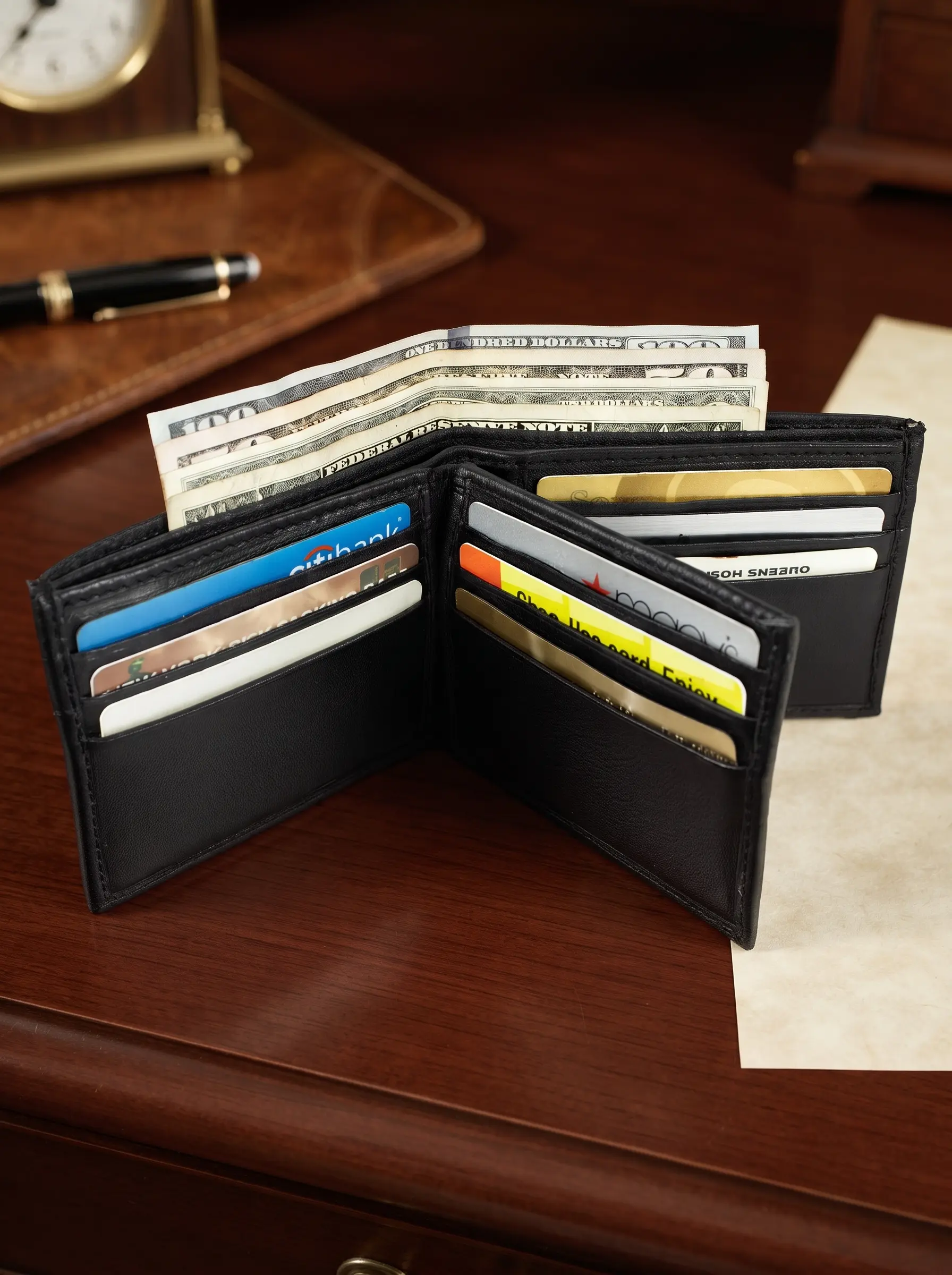Bifold Wallet with Middle Flap & Hidden Zipper - Image 3