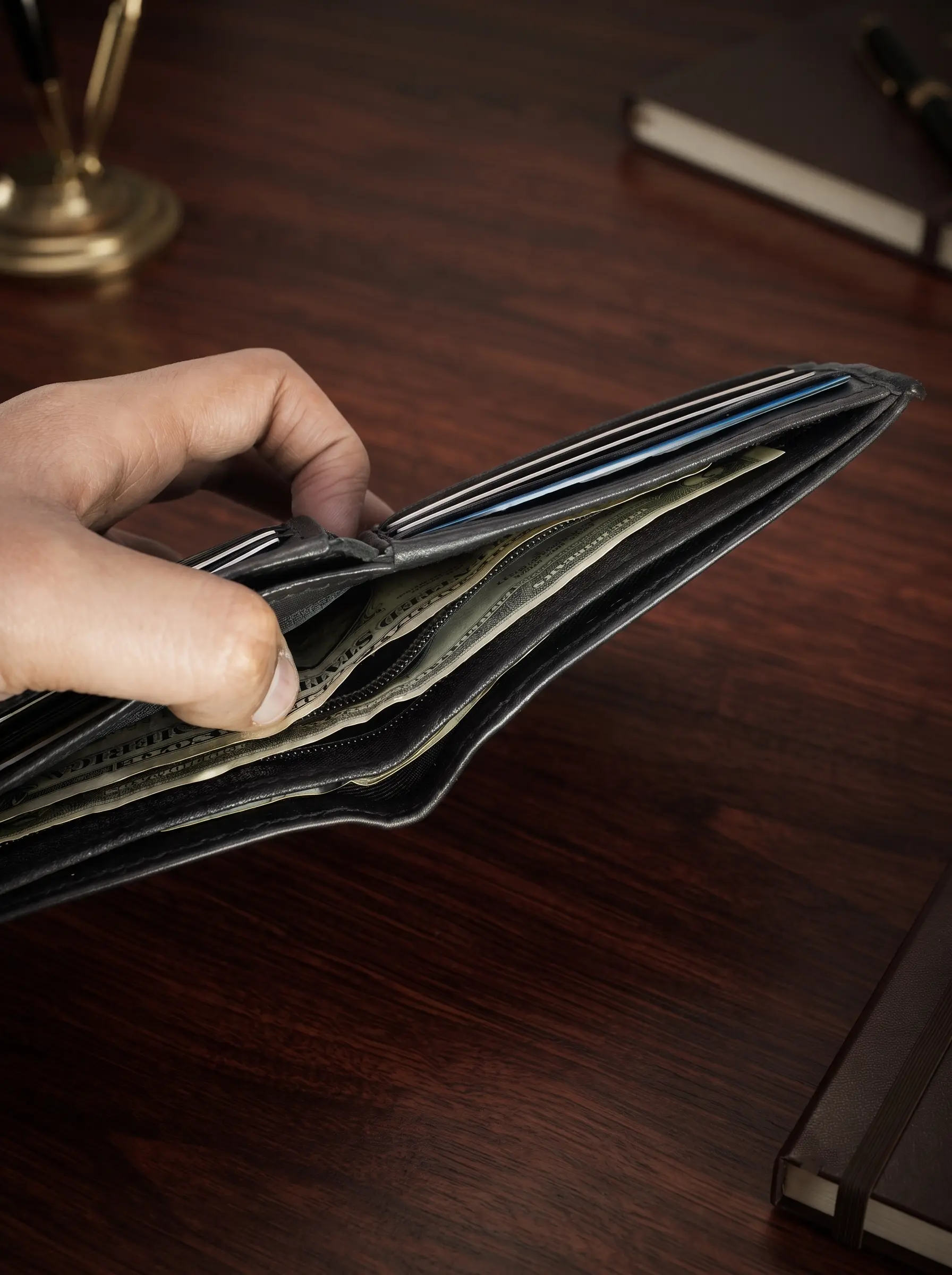 Bifold Wallet with Middle Flap & Hidden Zipper - Image 5