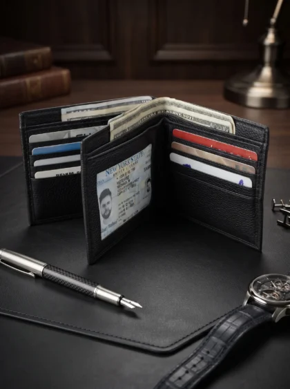 Bifold Wallet with 4 Bill Compartments