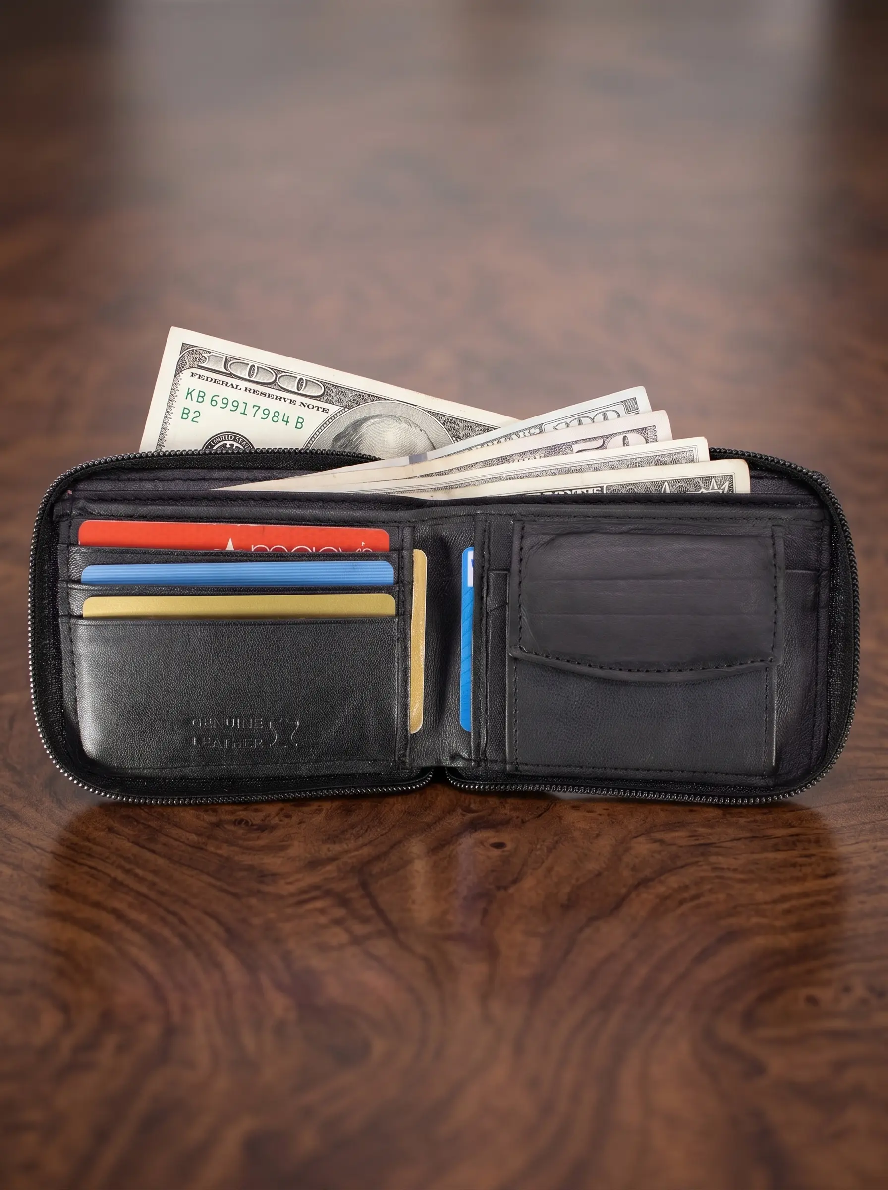 Zipper Bifold Wallet With Coin Pocket - Image 3