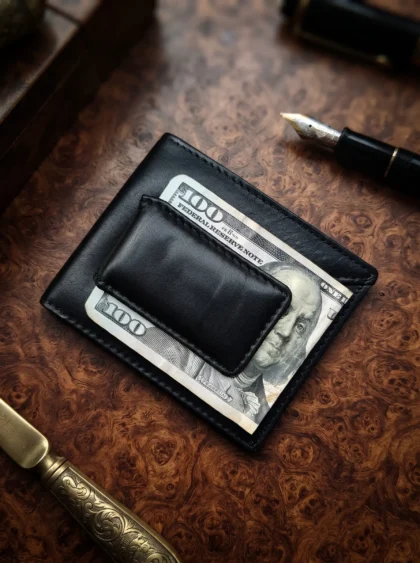 Money Clip Bifold Wallet With RFID Blocking
