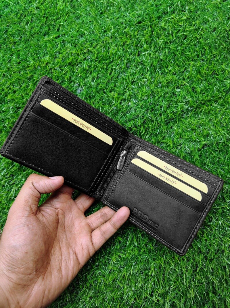 Bifold Wallet with Middle Zipper Pocket - Image 3