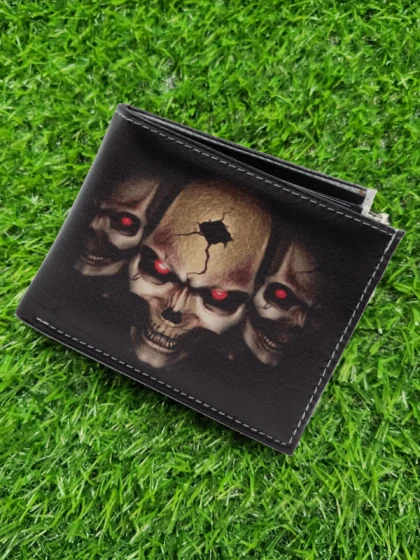 Three Skulls Printed Wallet