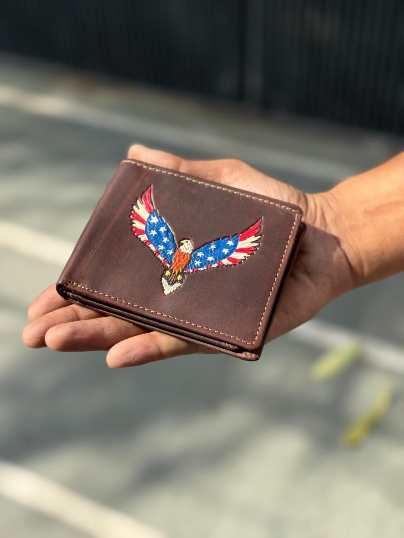 USA Flag Eagle Embossed Vintage Bifold Wallet