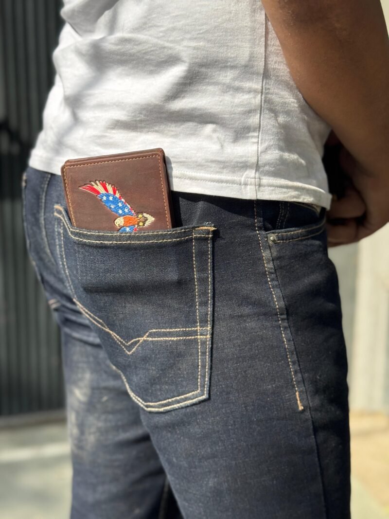 USA Flag Eagle Embossed Vintage Bifold Wallet - Image 7