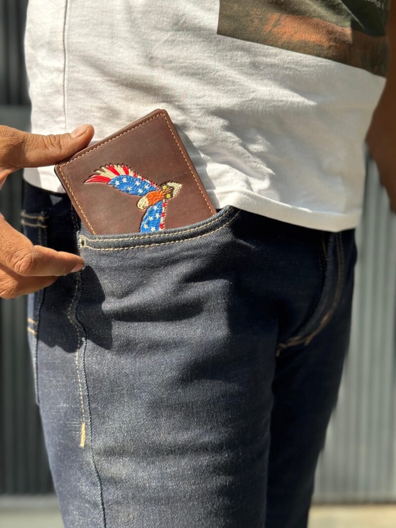 USA Flag Eagle Embossed Vintage Bifold Wallet - Image 6