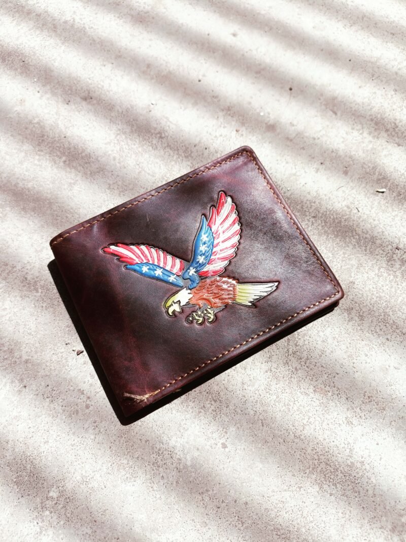 USA Flag Eagle Embossed Vintage Bifold Wallet