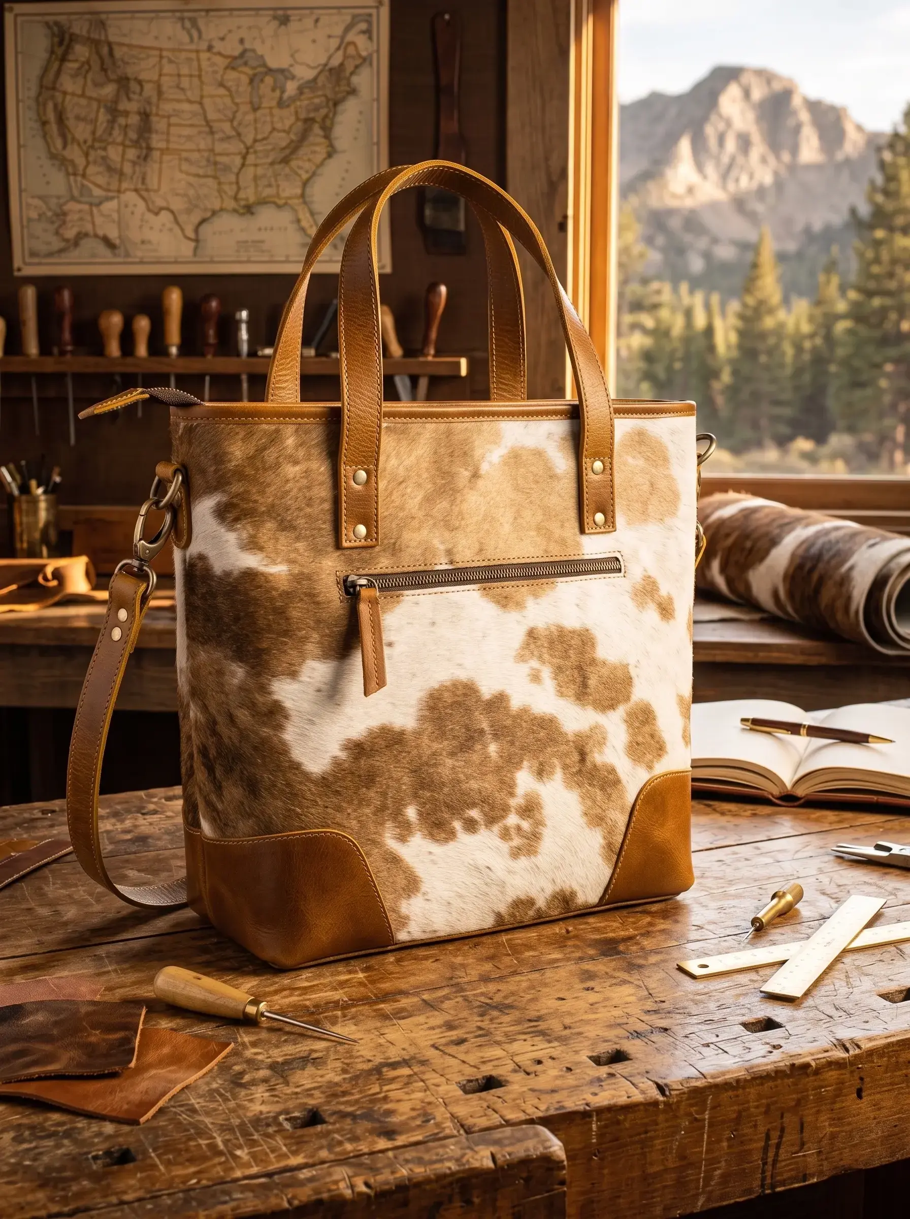 Western Hair On Ladies Sling Tote Handbag - Image 4