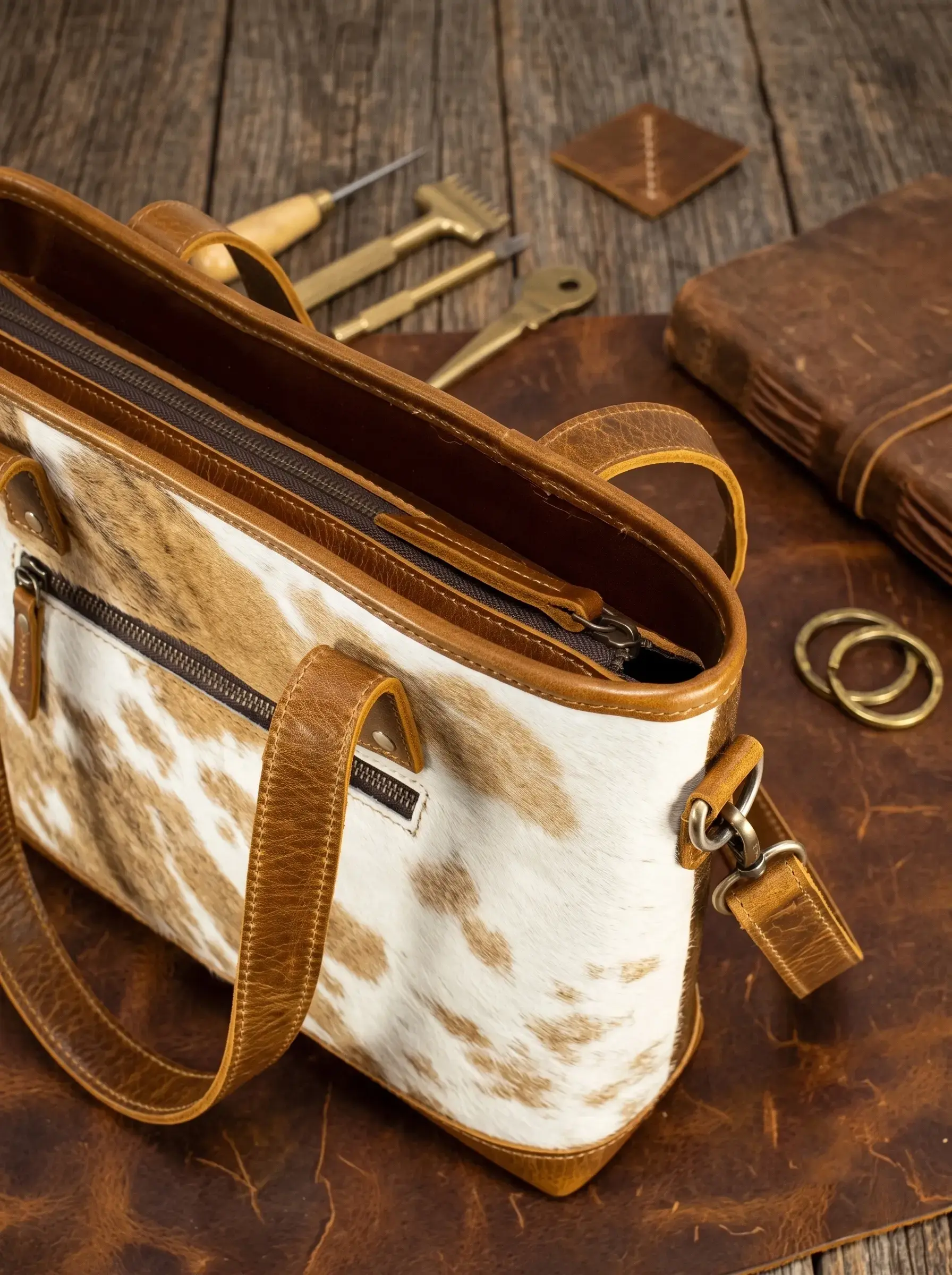 Western Hair On Ladies Sling Tote Handbag - Image 5