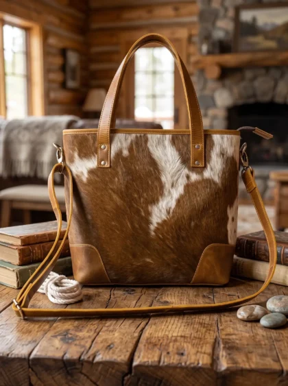 Western Hair On Ladies Sling Tote Handbag