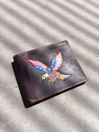 USA Flag Eagle Embossed Vintage Hunter Wallet