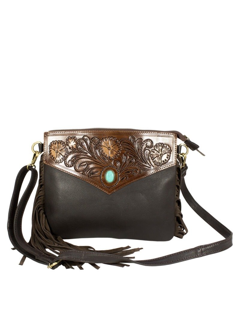 Classic Western Hand Tooled Shoulder Bag - Image 2