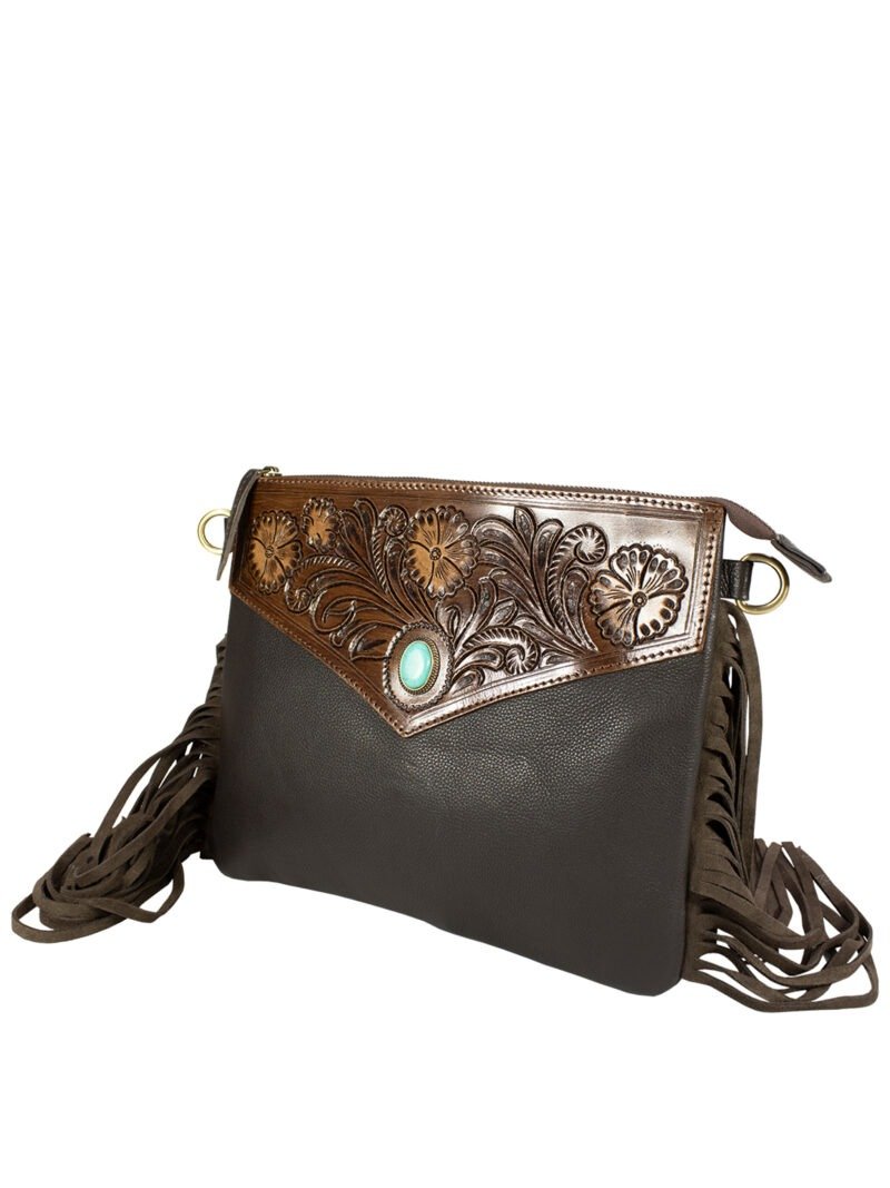 Classic Western Hand Tooled Shoulder Bag - Image 4