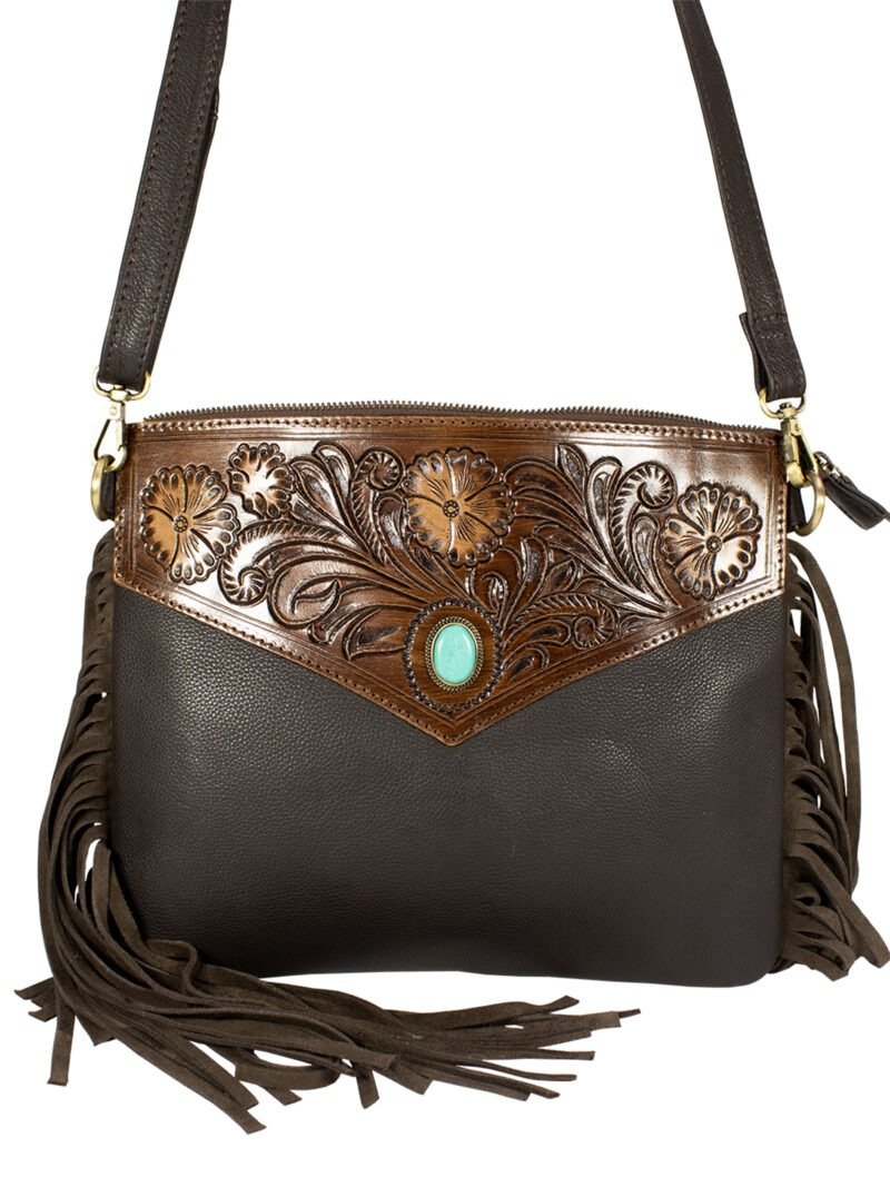 Classic Western Hand Tooled Shoulder Bag - Image 7
