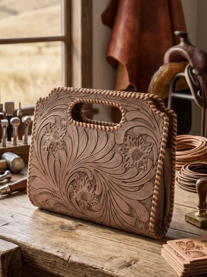 Western Classic Embroidery Tooled Handbag