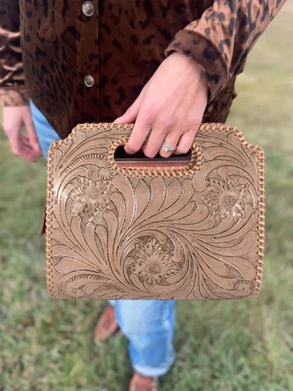 Western Classic Embroidery Tooled Handbag