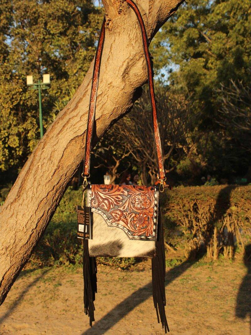 Hair-On Hand Tooled Shoulder Bags - Image 3