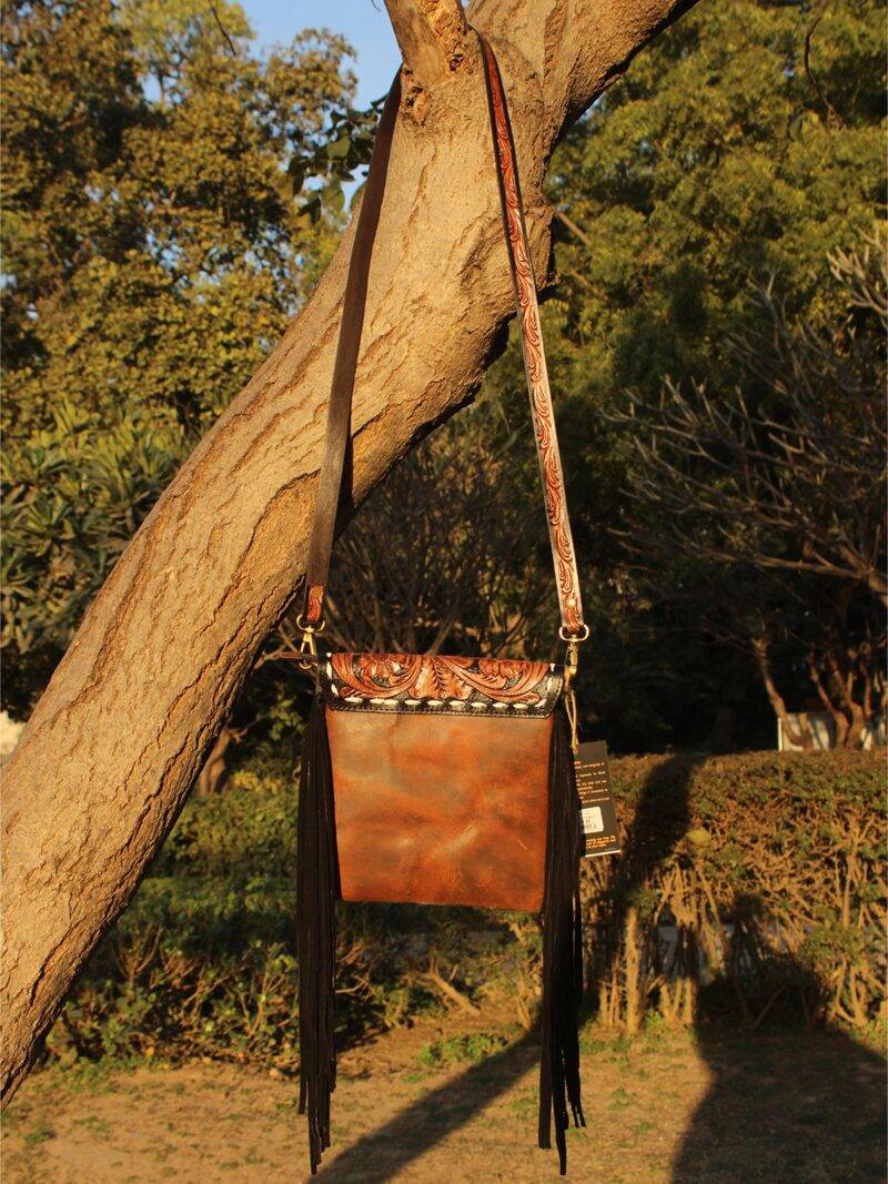 Hair-On Hand Tooled Shoulder Bags - Image 2
