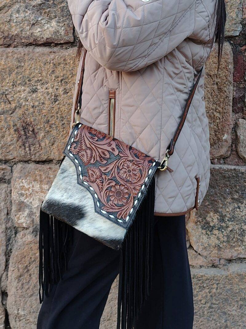 Hair-On Hand Tooled Shoulder Bags - Image 6