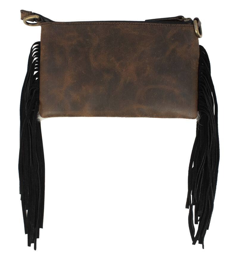 Long Hair-On Hand Tooled Shoulder Bags with Fringes - Image 3