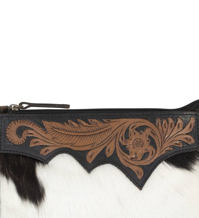 Long Hair-On Hand Tooled Shoulder Bags with Fringes - Image 4