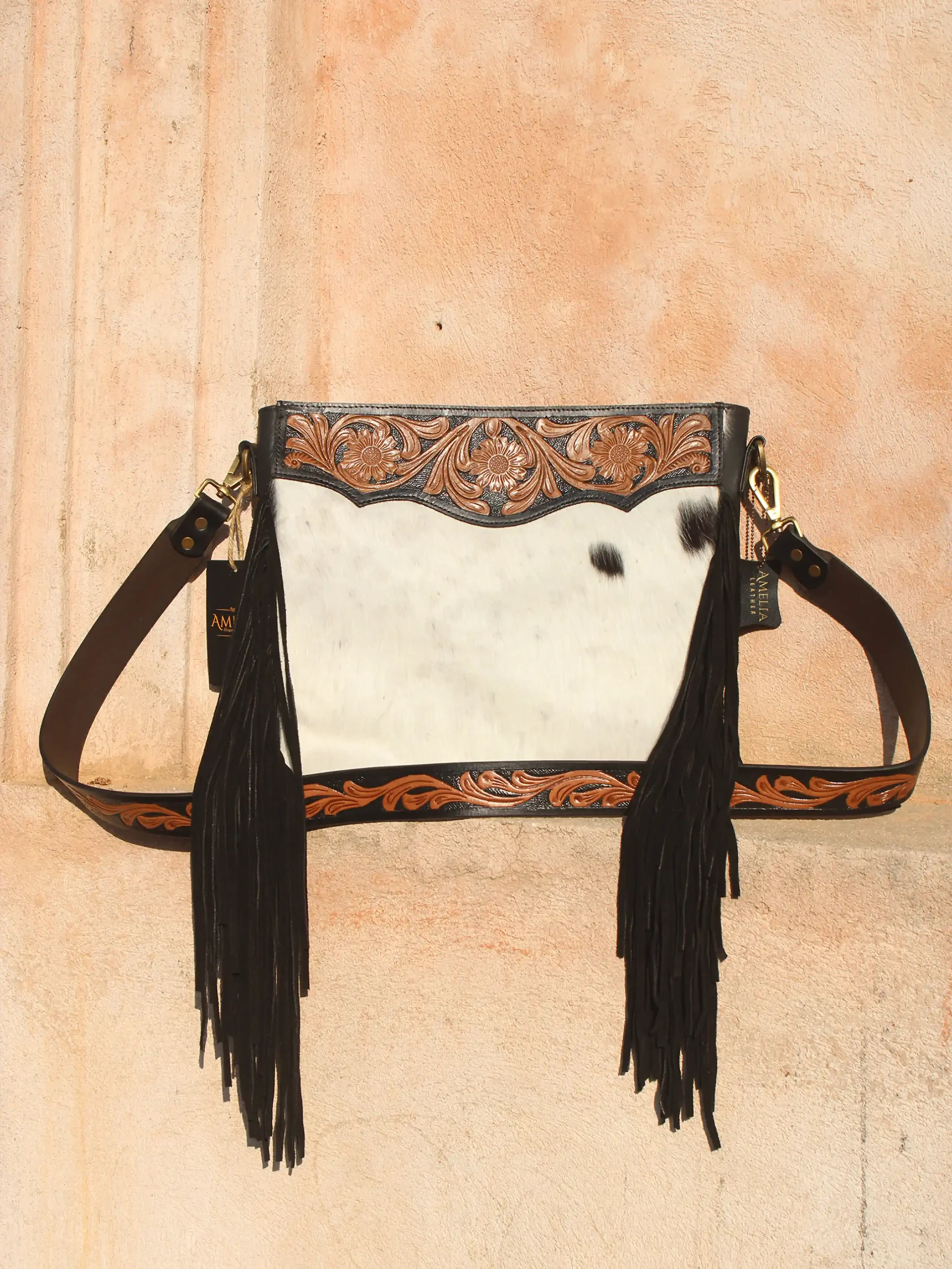 Large Hair-On Hand Tooled Shoulder Bags - Image 3