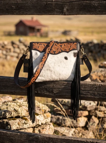 Large Hair-On Hand Tooled Shoulder Bags