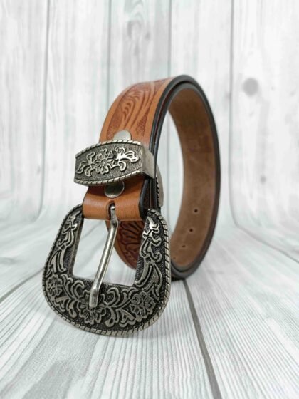 Floral Pattern Tooled Western Belt