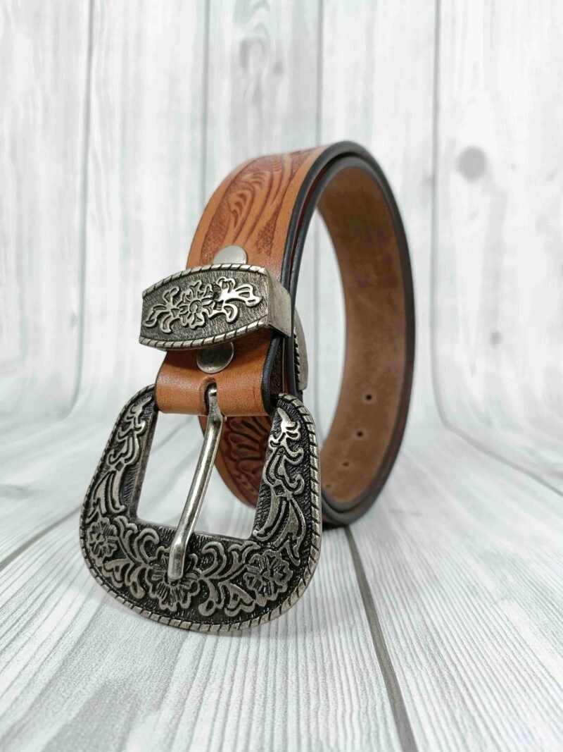 Floral Pattern Tooled Western Belt