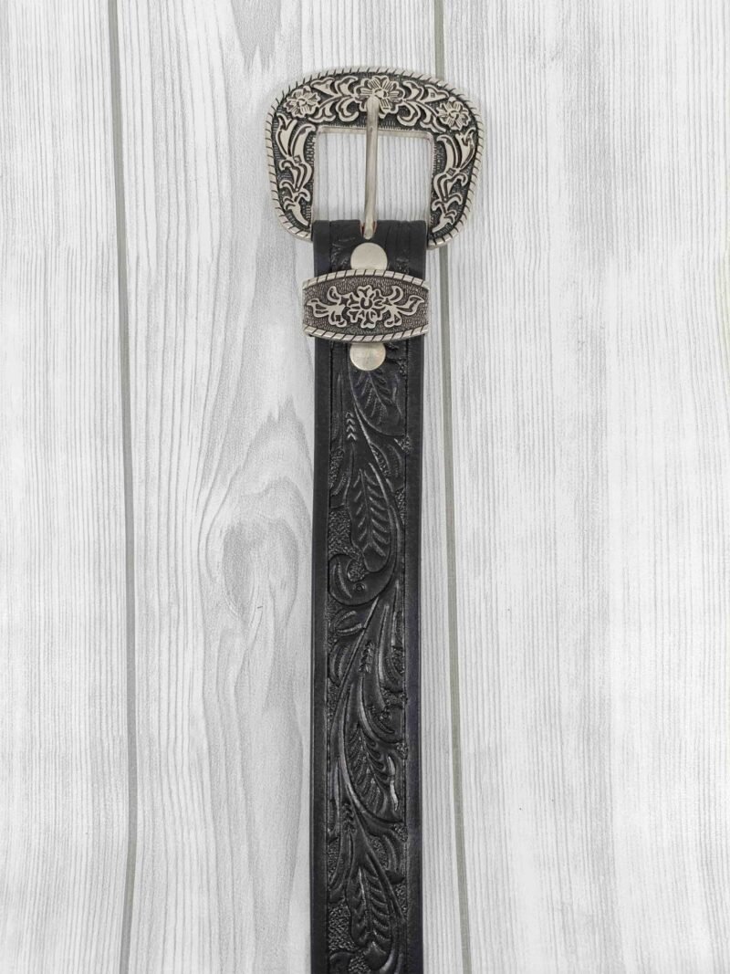 Embossed Floral Pattern Tooled Western Belt - Image 5