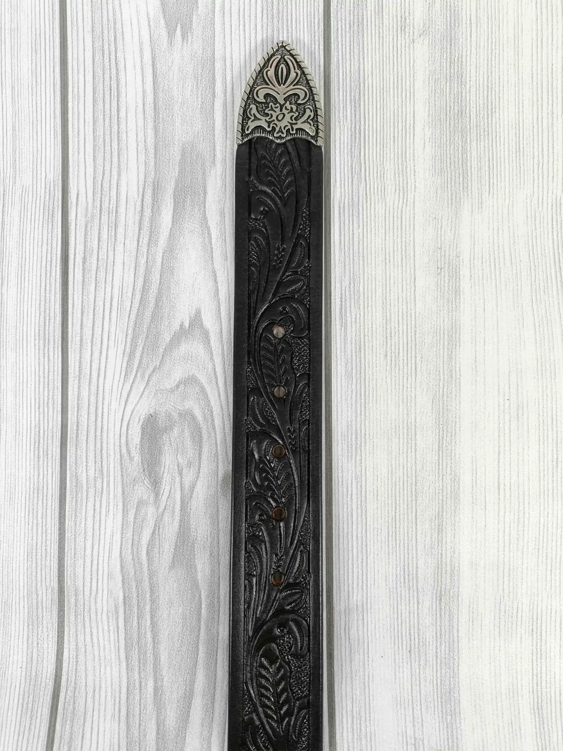 Embossed Floral Pattern Tooled Western Belt - Image 5