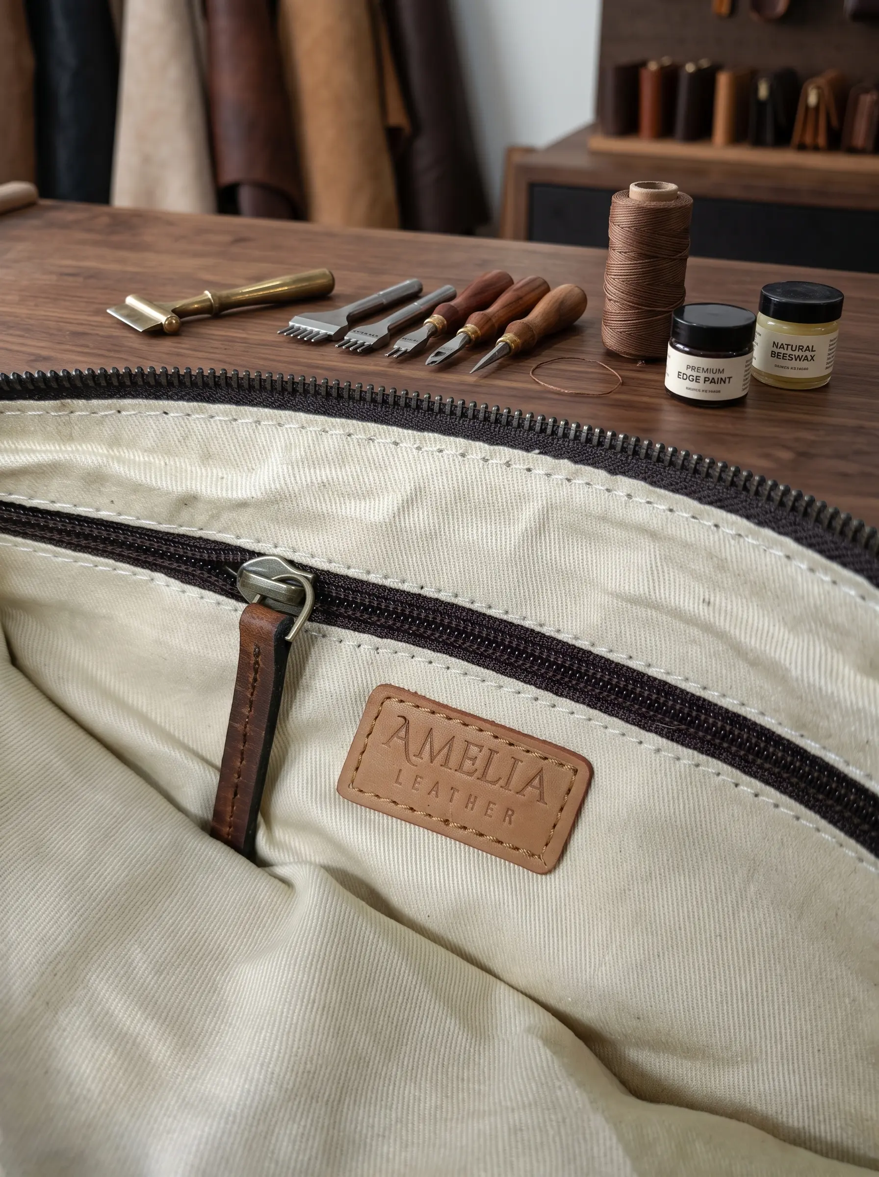 Long Hand-Tooled Leather & Hair-On Crossbody Bag - Image 6