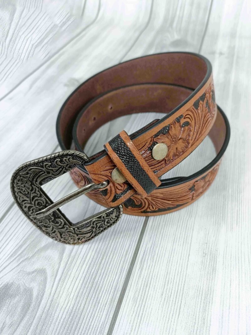 Accents Floral Pattern Tooled Western Belt - Image 4