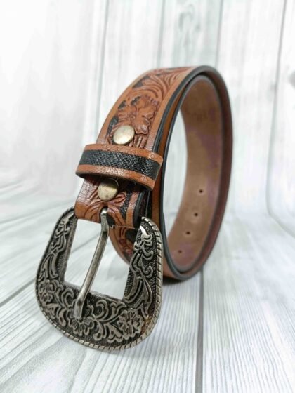 Accents Floral Pattern Tooled Western Belt