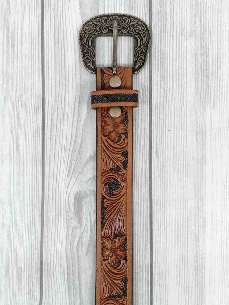 Accents Floral Pattern Tooled Western Belt - Image 5
