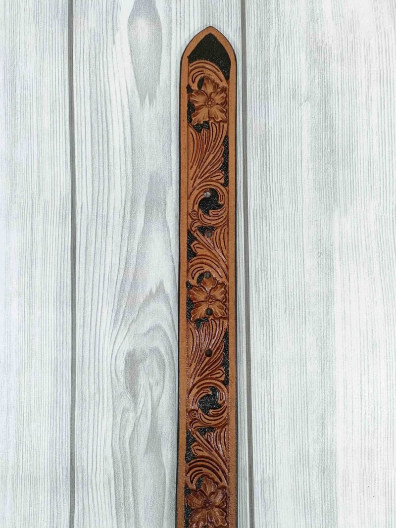 Accents Floral Pattern Tooled Western Belt - Image 6