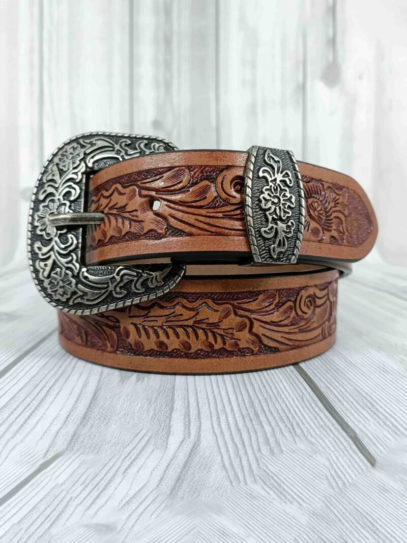 Artistry Floral Pattern Tooled Western Belt - Image 2