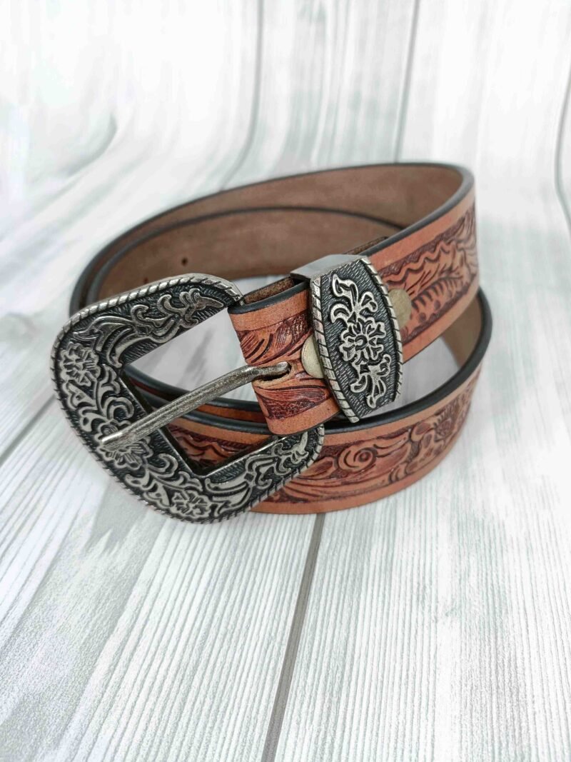 Artistry Floral Pattern Tooled Western Belt - Image 4