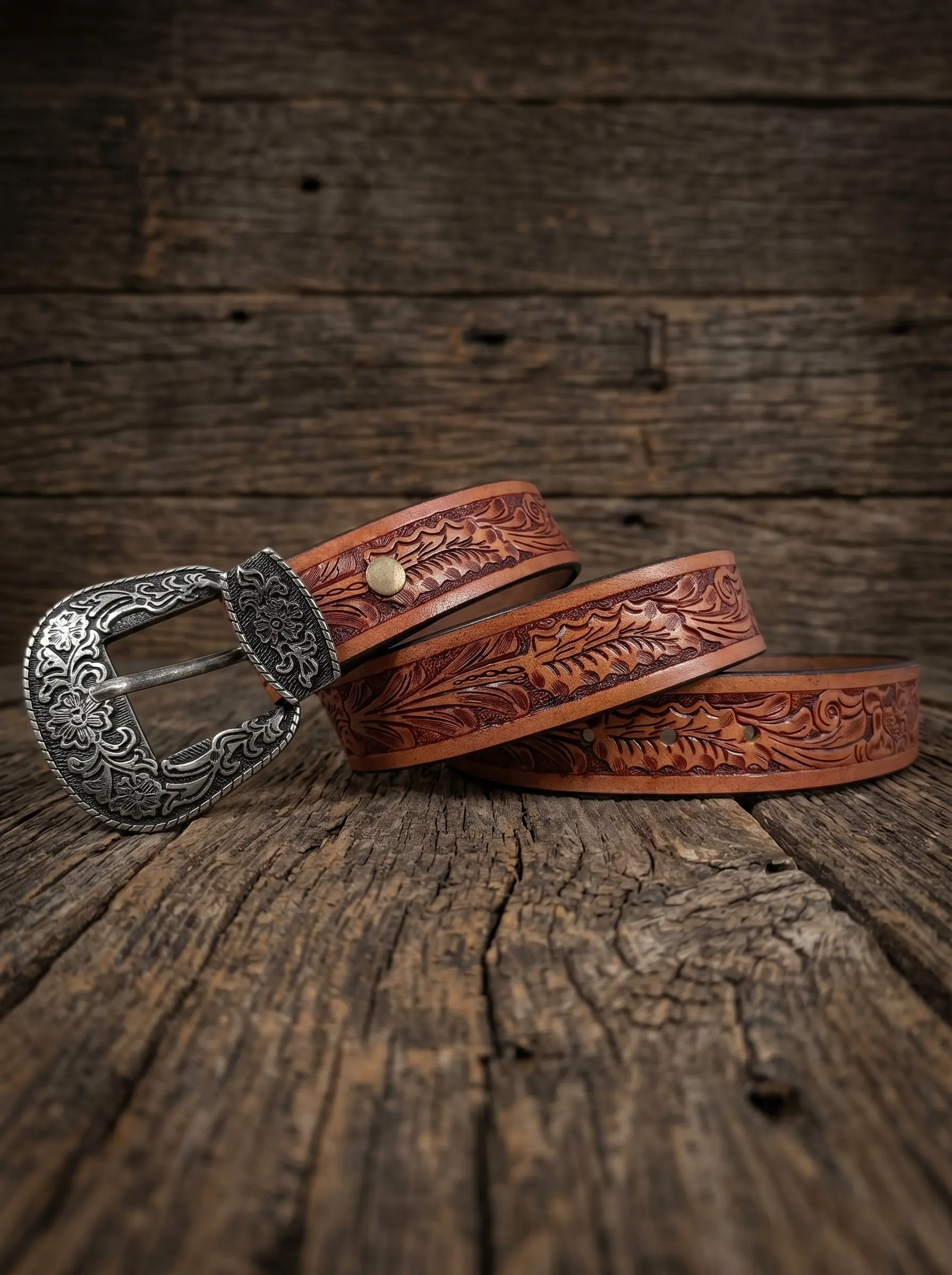 Artistry Floral Pattern Tooled Western Belt - Image 2