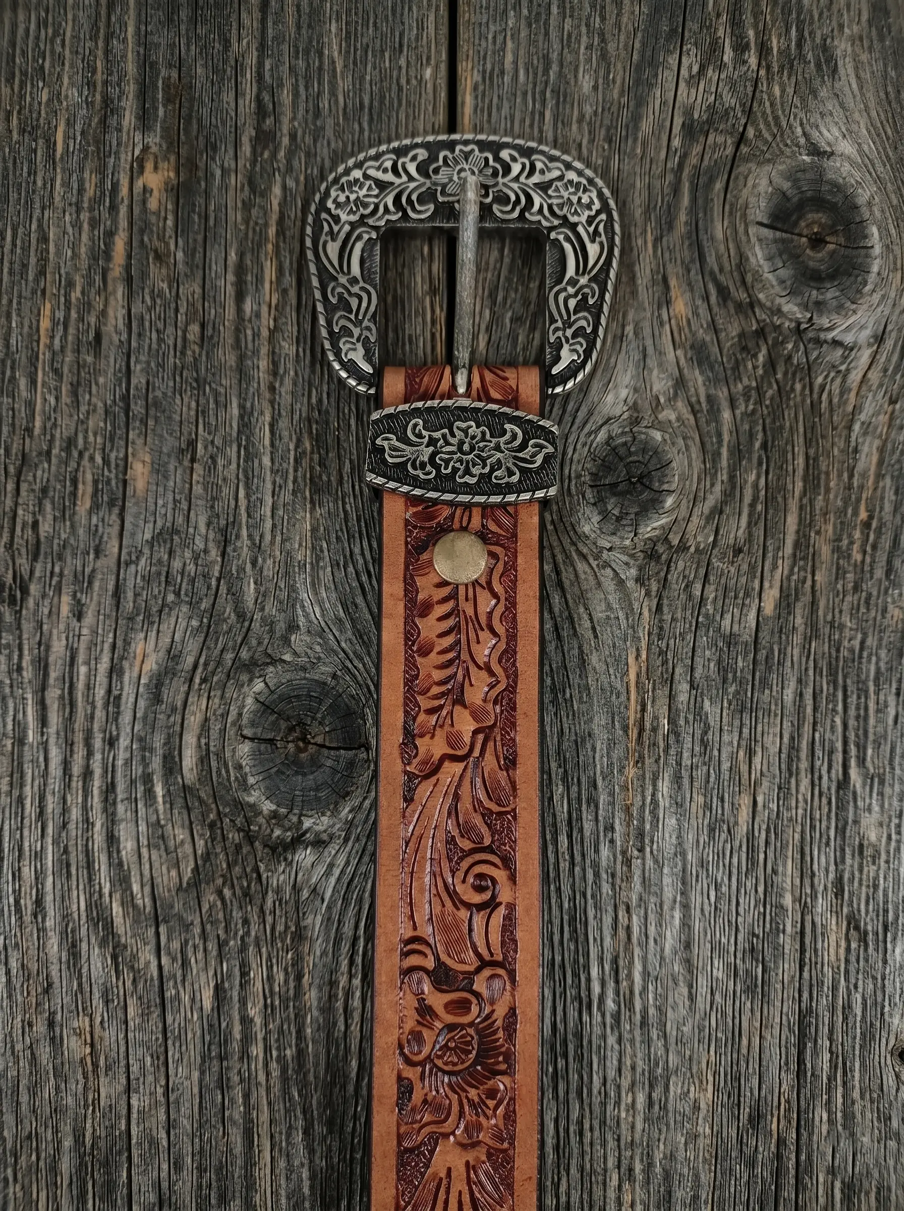 Artistry Floral Pattern Tooled Western Belt - Image 5